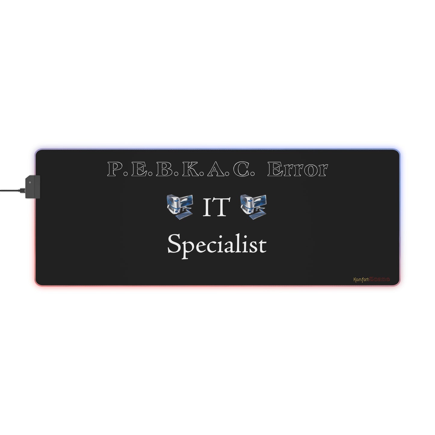 PEBKAC Error LED Gaming Mouse Pad - Black (Tech Lovers)