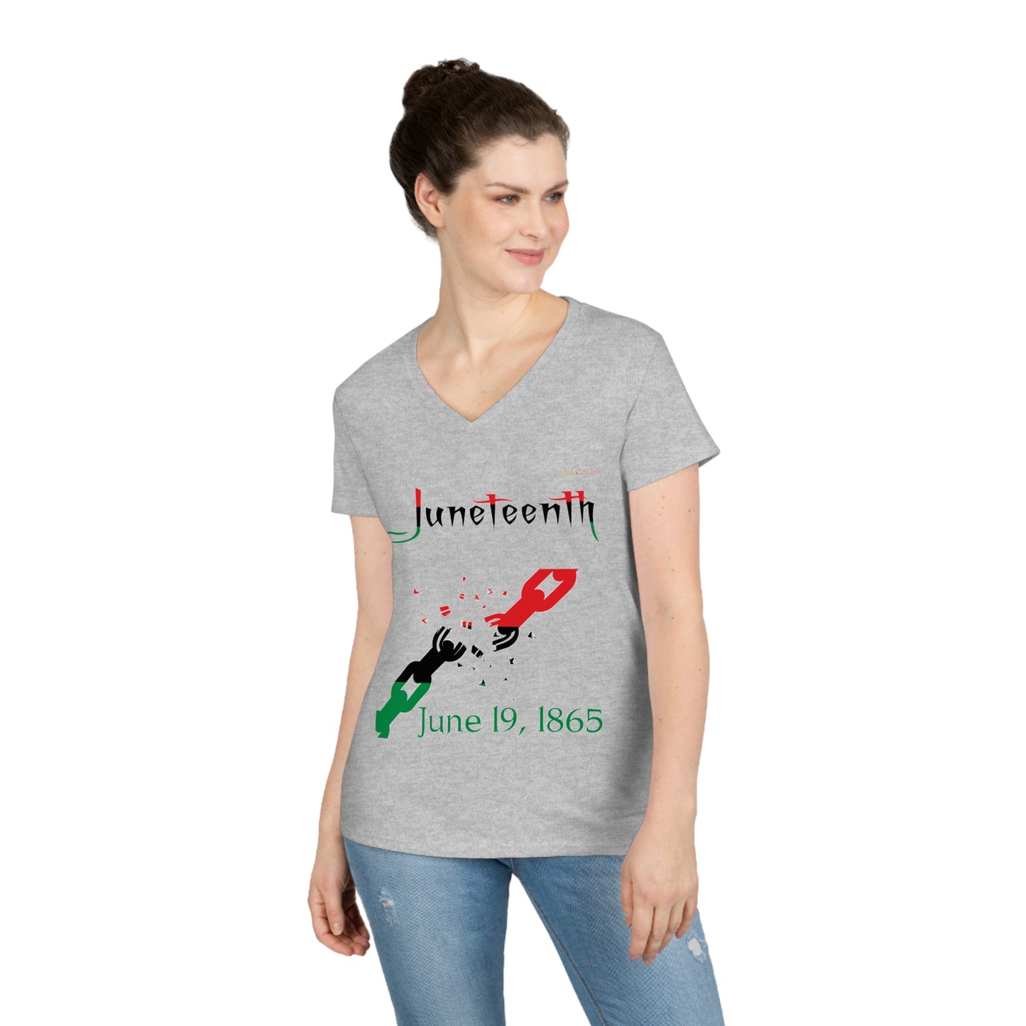 Juneteenth Broken Chains Women's V-Neck T-Shirt