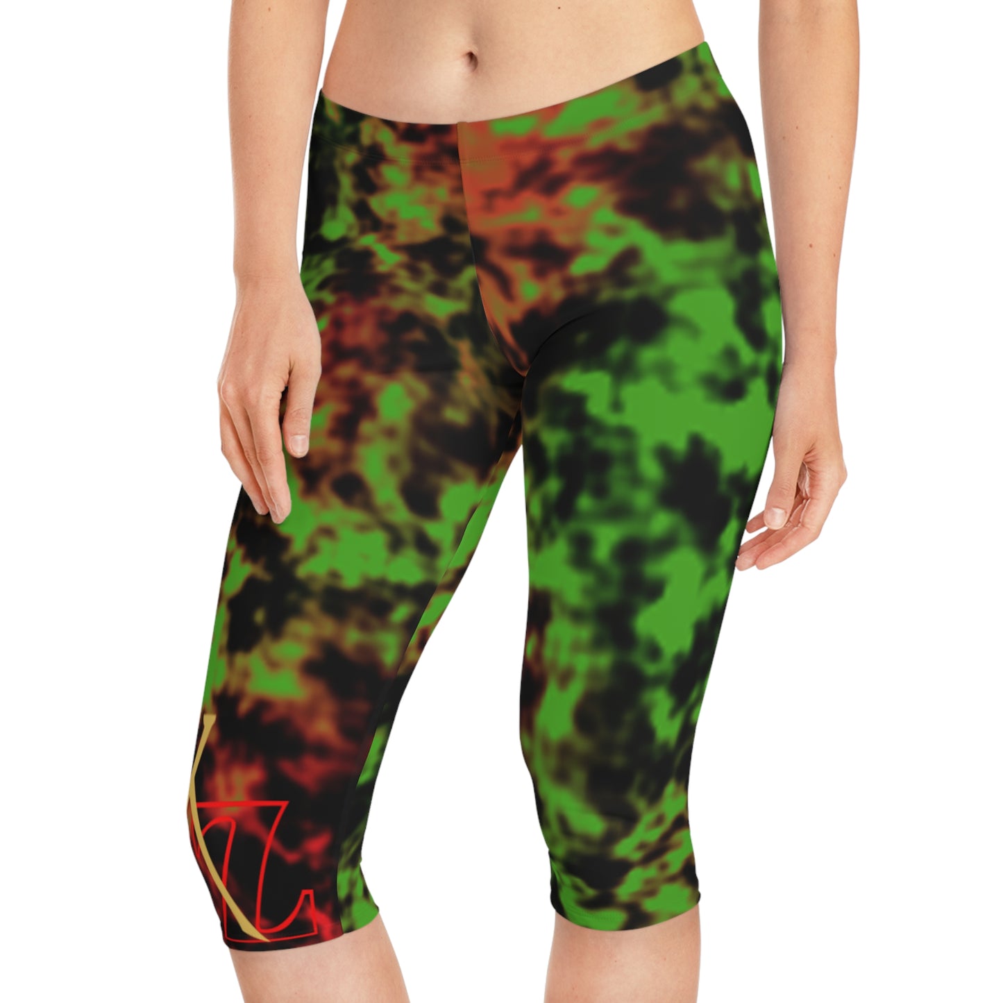 Rasta Tie-Dye Capri Leggings – Green Red Black All-Over Print