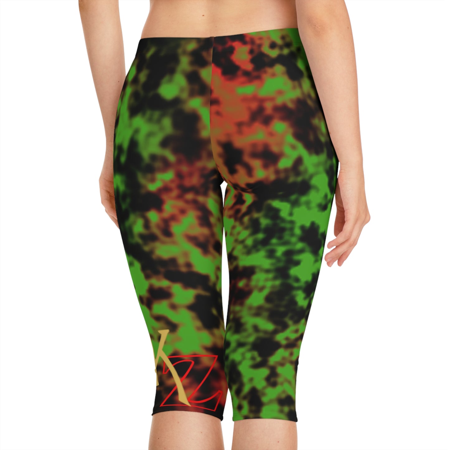 Rasta Tie-Dye Capri Leggings – Green Red Black All-Over Print