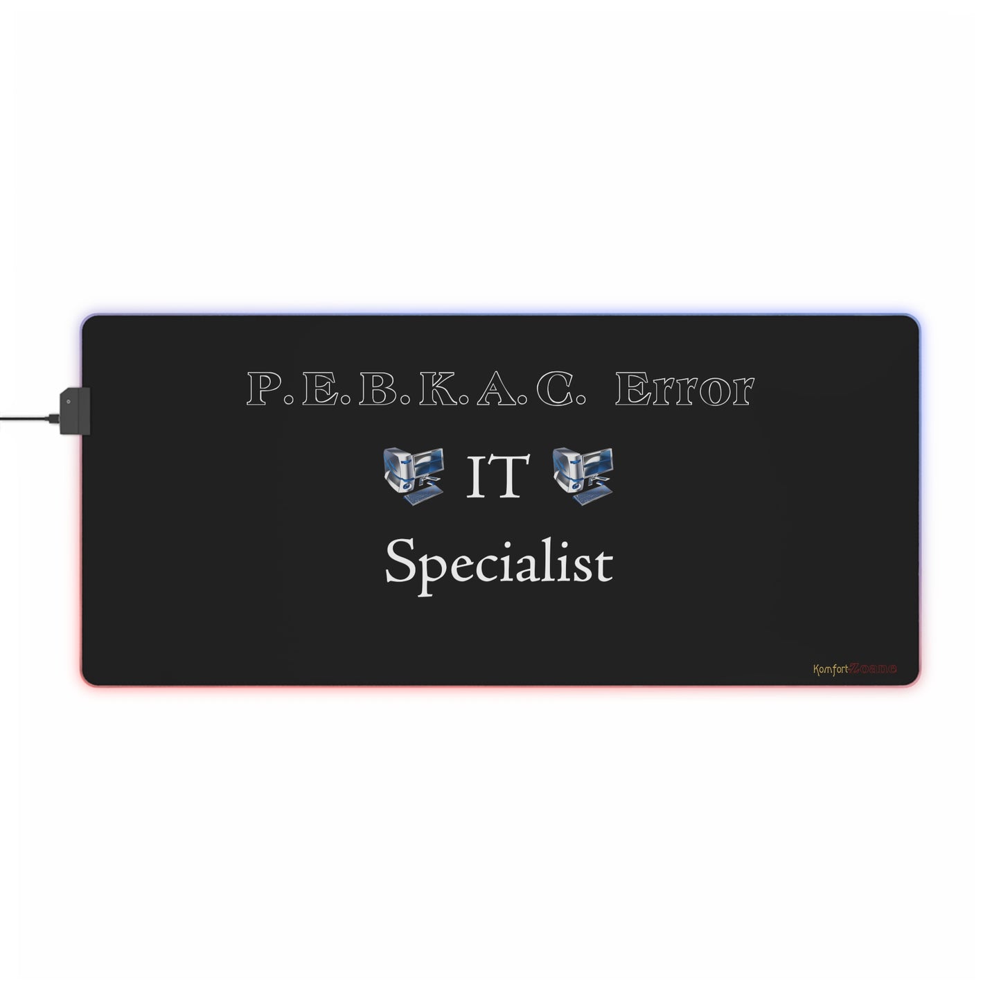 PEBKAC Error LED Gaming Mouse Pad - Black (Tech Lovers)