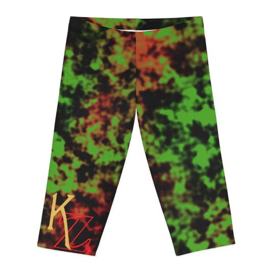 Rasta Tie-Dye Capri Leggings – Green Red Black All-Over Print