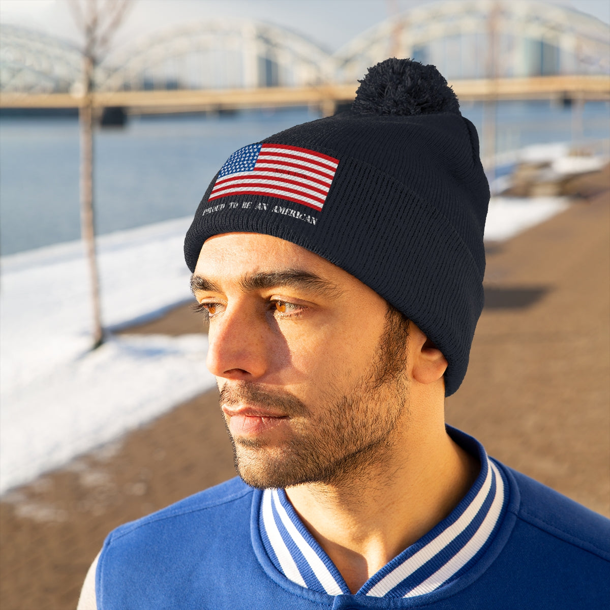 American Independence Pom Pom Beanie