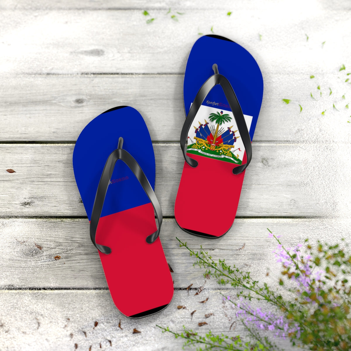 Haitian Flag Women's Flip Flops Footwear