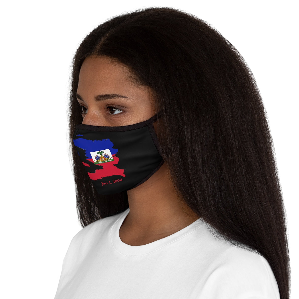 Haitian Independence Fitted Polyester Black Face Mask