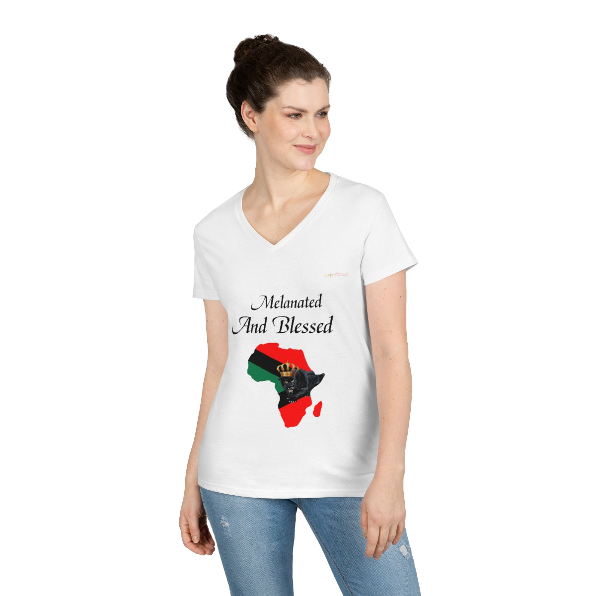 Melanated And Blessed Women's V-Neck T-Shirt