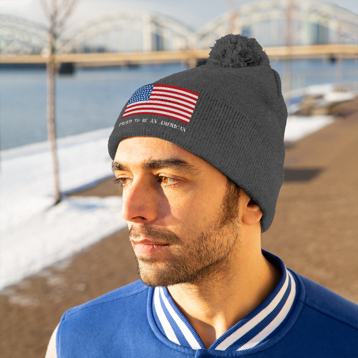 American Independence Pom Pom Beanie