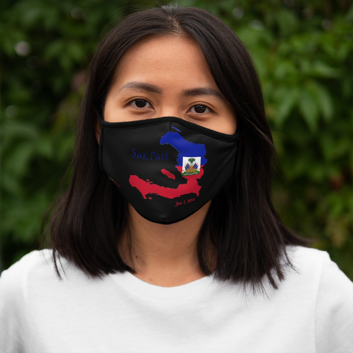 Haitian Independence Fitted Polyester Black Face Mask