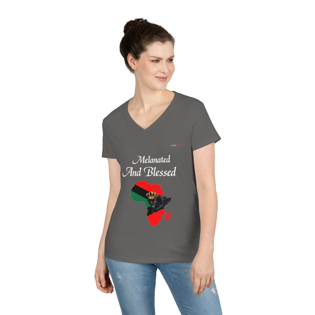 Melanated And Blessed Women's V-Neck T-Shirt