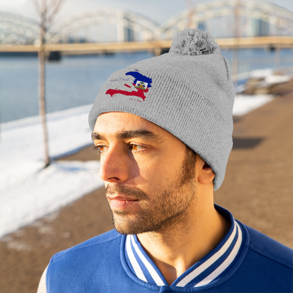 Haitian Independence Pom Pom Beanie