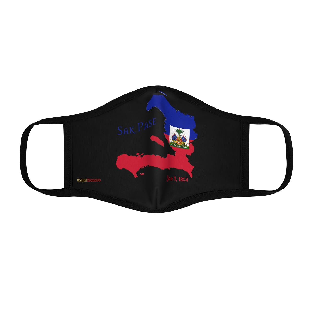 Haitian Independence Fitted Polyester Black Face Mask