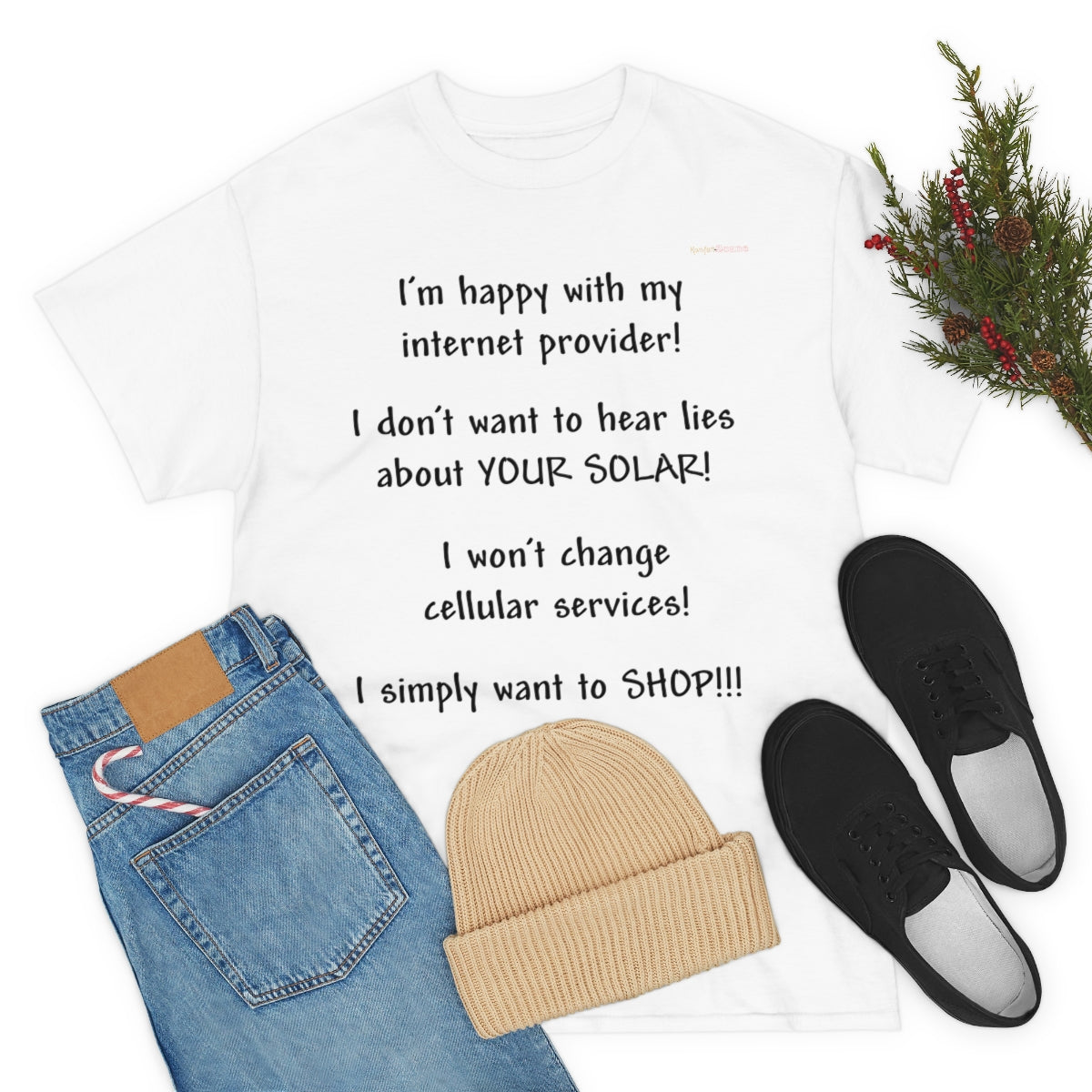 I simply want to shop T-Shirt (Black Letters)