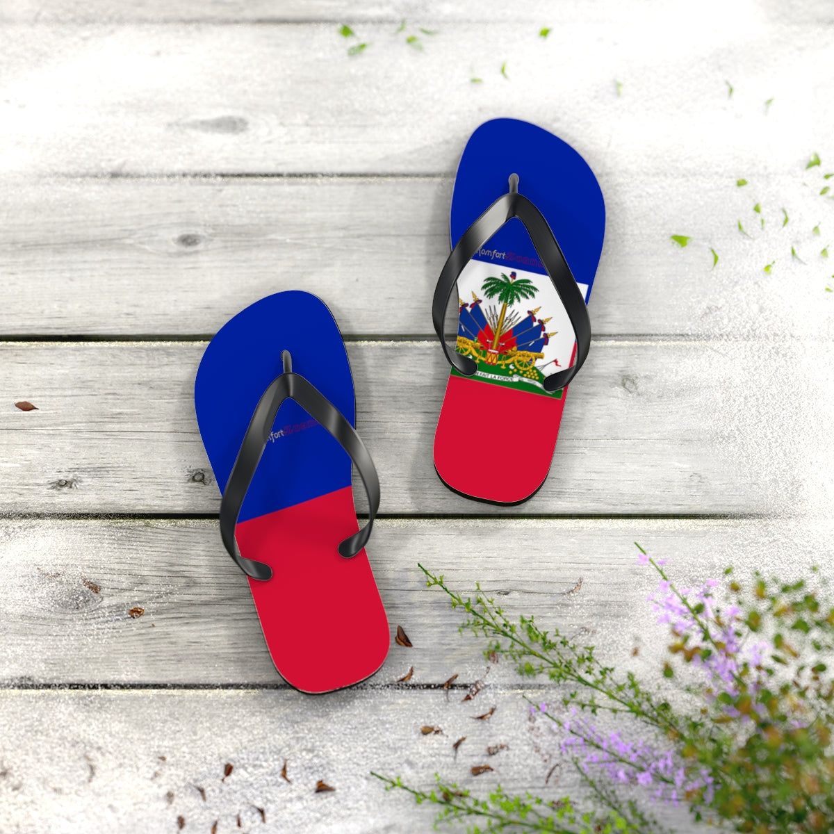 Haitian Flag Women's Flip Flops Footwear