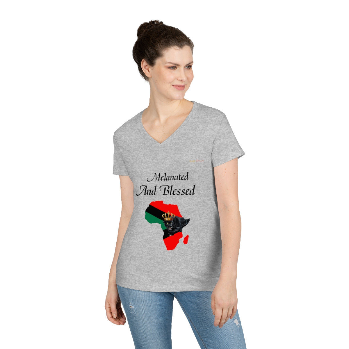 Melanated And Blessed Women's V-Neck T-Shirt