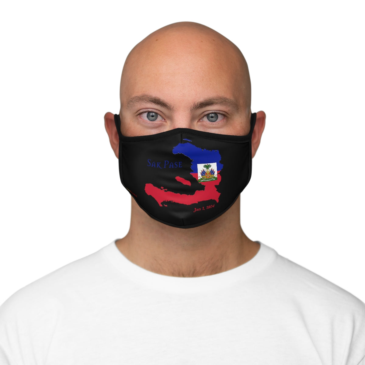 Haitian Independence Fitted Polyester Black Face Mask