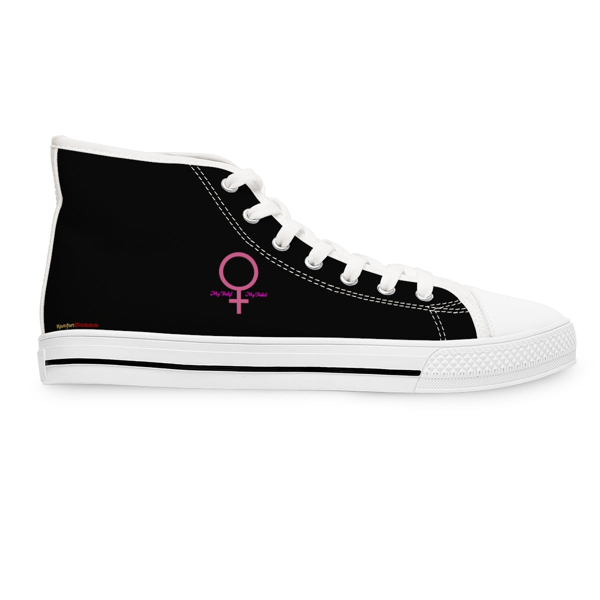 My Body My Rules Women's High Top Sneakers Footwear (Black)