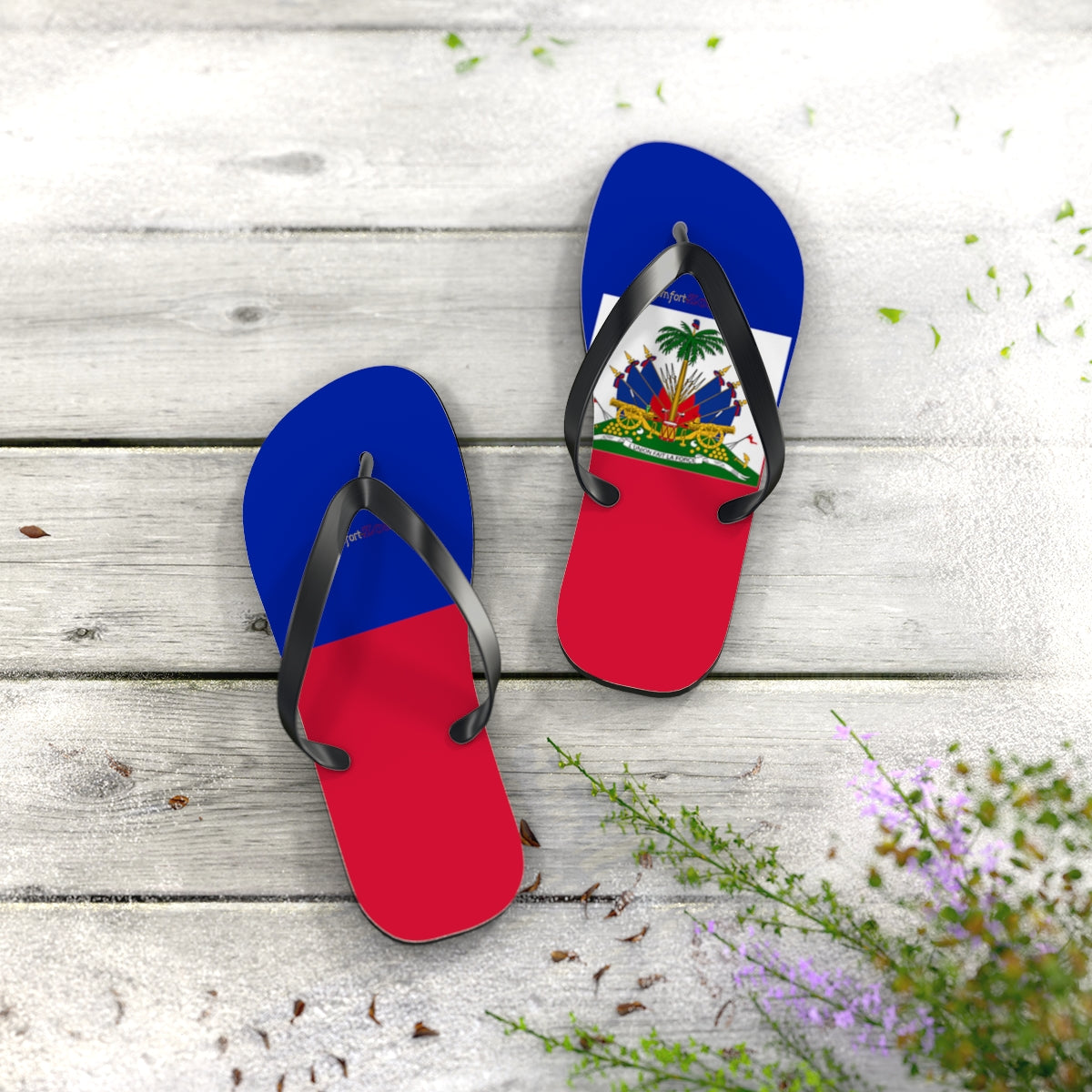 Haitian Flag Women's Flip Flops Footwear